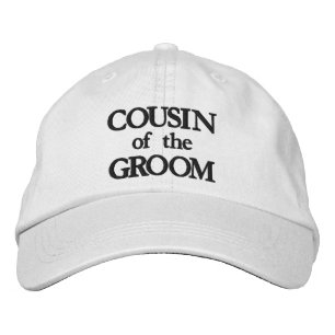 Cousin of the Groom black white elegant wedding Embroidered Hat