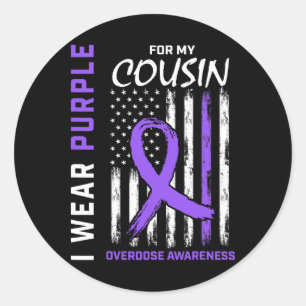 Cousin Overdose Awareness Items Addiction Recovery Classic Round Sticker