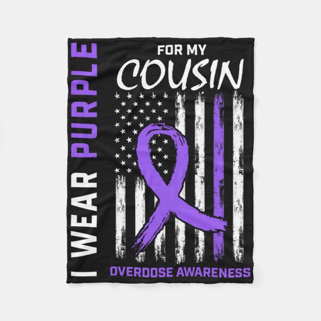 Cousin Overdose Awareness Items Addiction Recovery Fleece Blanket (Front)