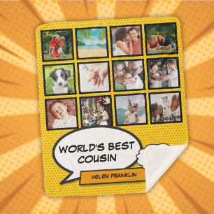 Cousin Photo Collage Modern Cool Fun Comic Sherpa Blanket
