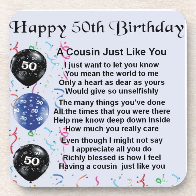 Cousin Poem 50th Birthday Coaster (Front)