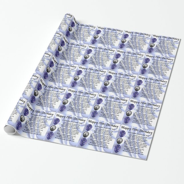 Cousin poem 70th Birthday Wrapping Paper (Unrolled)