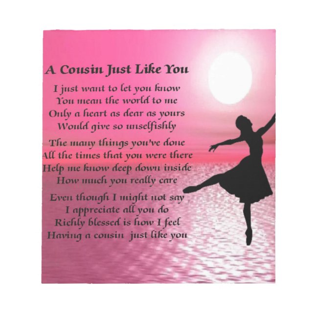 Cousin Poem - Ballerina Notepad (Front)