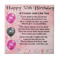 Cousin Poem - Pink - 30th Birthday