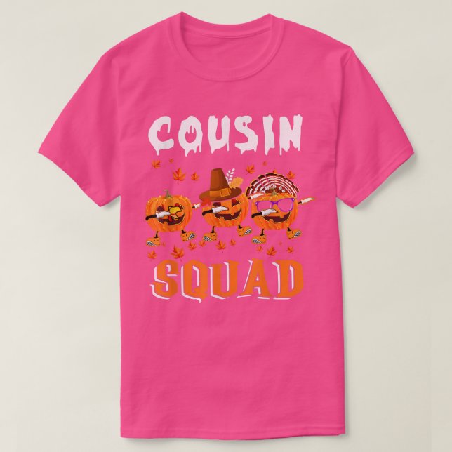 Cousin Squad Thanksgiving Three Dabbing Scary Pump T-Shirt (Design Front)
