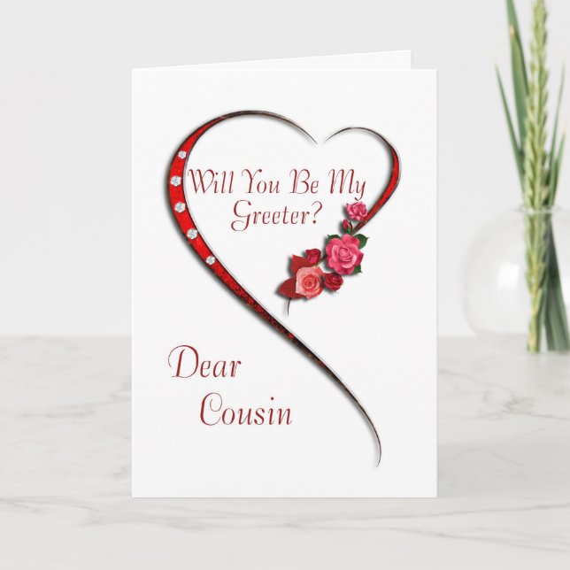Cousin, Swirling heart Greeter invitation (Front)
