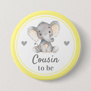 Cousin to be Yellow Gray Little Peanut Baby Shower 7.5 Cm Round Badge