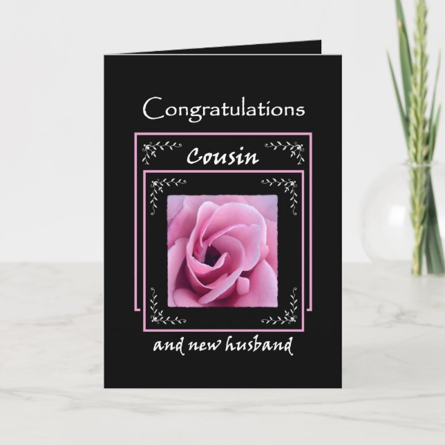 COUSIN Wedding Congratulations - Pink Rose Card (Front)