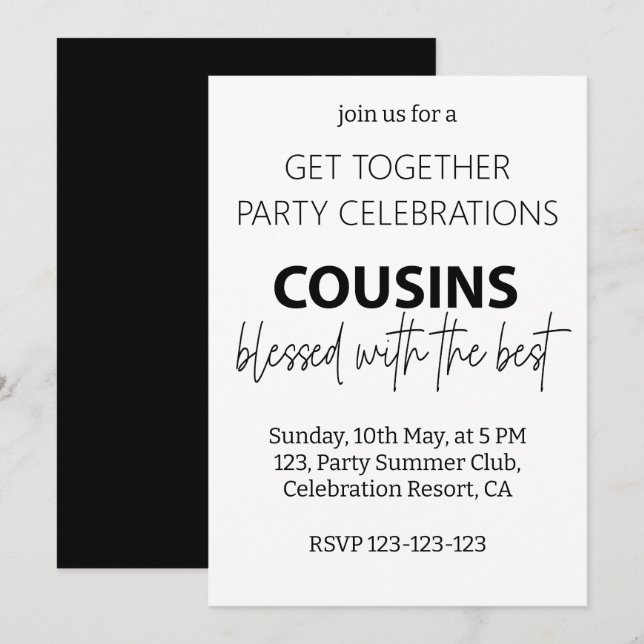 Cousins Blessed With The Best Family Reunion Party Invitation (Front/Back)