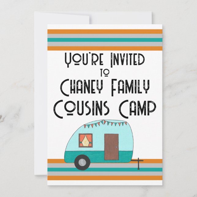 Cousins Camp Retro Camper Invitation (Front)