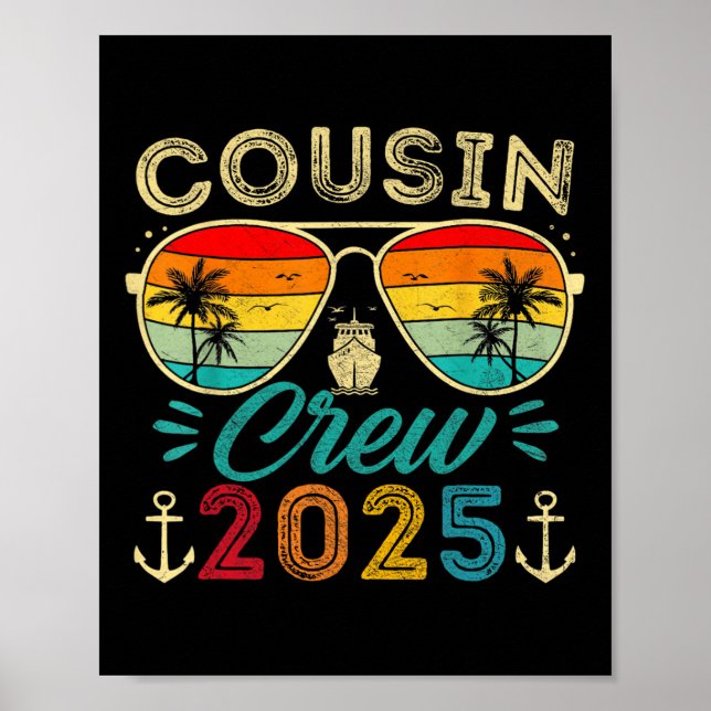 Cousins Cruise 2025 Family Group Matching Summer V Poster (Front)