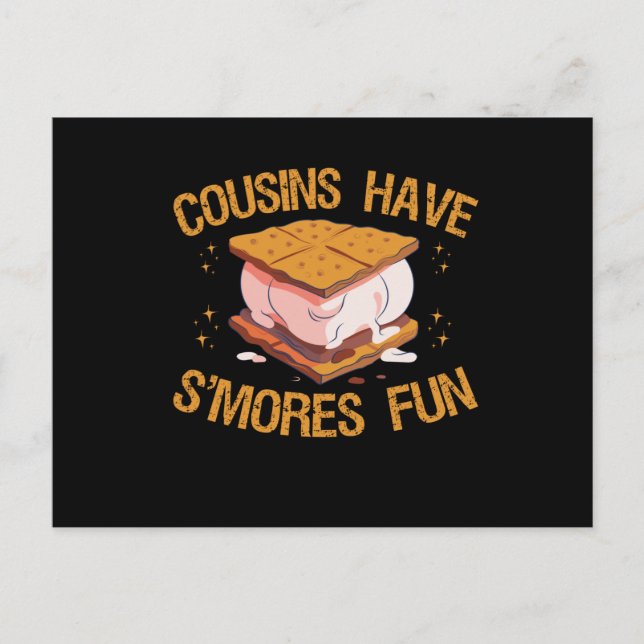 Cousins Have S'mores Fun Funny Outdoors Bonfire Postcard (Front)