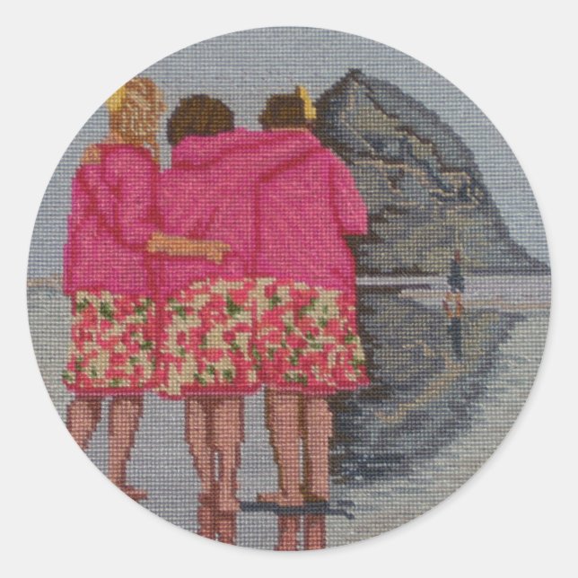 Cousins Needlepoint Classic Round Sticker (Front)