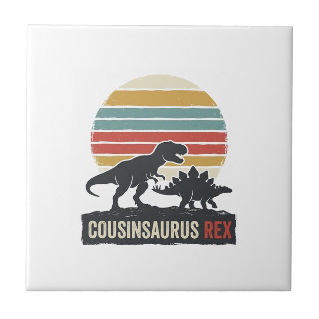 Cousinsaurus Rex Funny Dinosaur Vintage Shirt Desi Tile (Front)