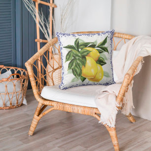 Coussin avec des citrons Toile bleue Cushion