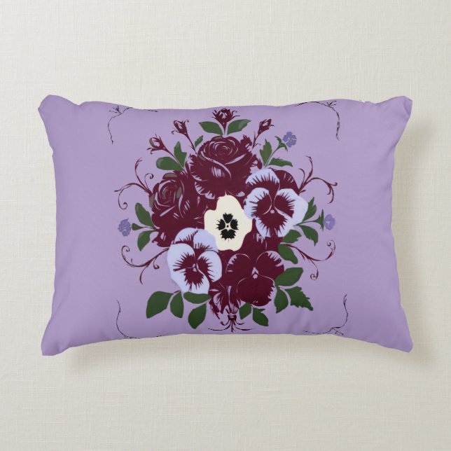 Coussin rectangulaire - Bouquet de Violettes Decorative Cushion (Front)