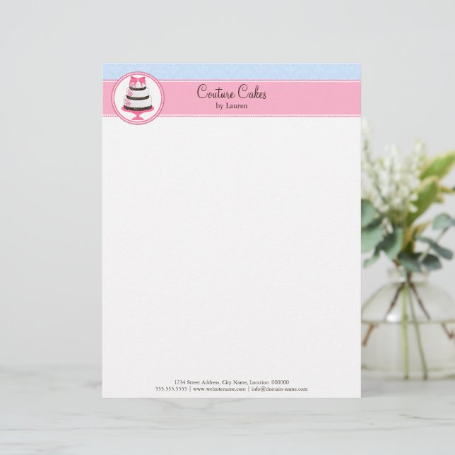 Couture Cake Bakery Business Personalized Letterhead (Standing Front)