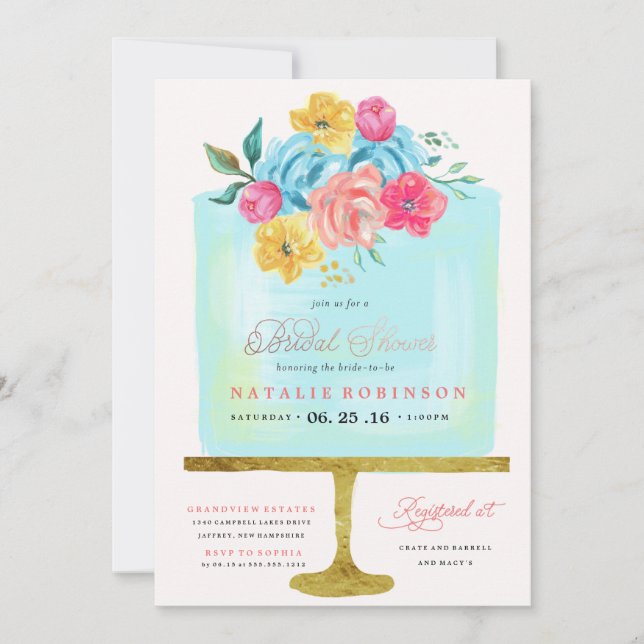Couture Cake Bridal Shower Invitation - blue (Front)