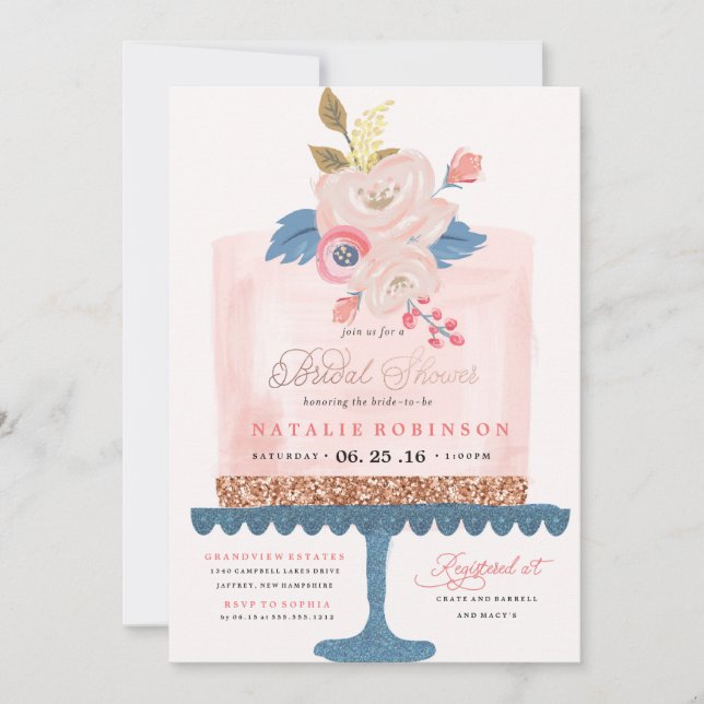 Couture Cake Bridal Shower Invitation - PINK (Front)