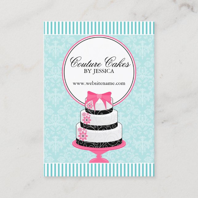 Couture Cakes Bakery Aqua Business Card (Front)