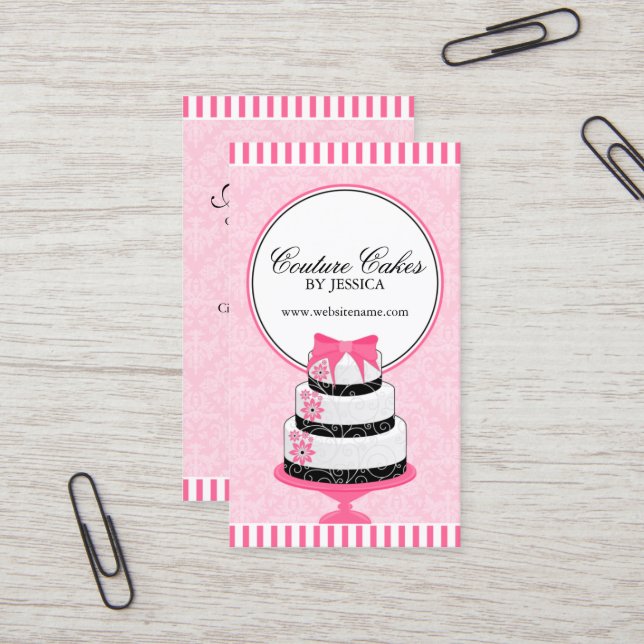 Couture Cakes Bakery Pink Business Card (Front/Back In Situ)
