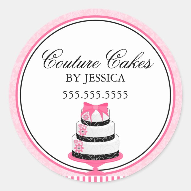 Couture Cakes Pink Bakery Stickers (Front)