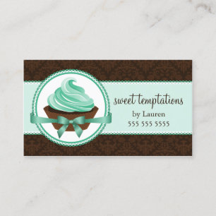 Couture Cupcake and Damask Bakery Business Card