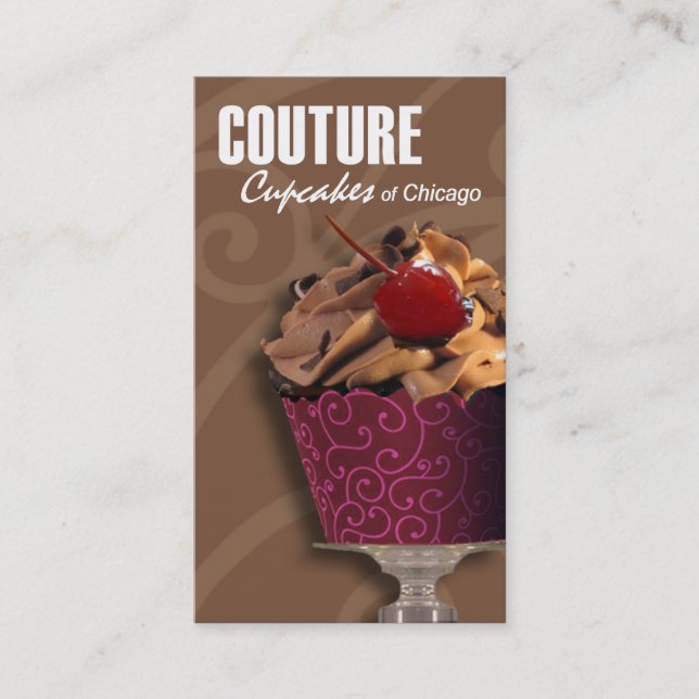 "Couture Cupcakes!" - Fancy Desserts, Pastries Business Card (Front)