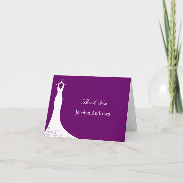 Couture Gown Thank You Cards (Purple) (Front)