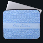Couture inspired named blue 15 inch laptop case<br><div class="desc">Pretty patterned laptop case is perfect for anyone who loves to be chic around town. Personalise this item with your name. This example reads: "Clara Nicholson”. This unique pattern is designed by Sarah Trett.</div>
