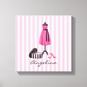 Couture Pink Dress with your Name - Canvas Print