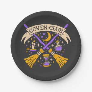 Coven Club Halloween Witch Night Sky Paper Plate