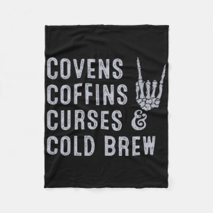 Covens Coffins Curses Cold Brew Fall Halloween Spo Fleece Blanket