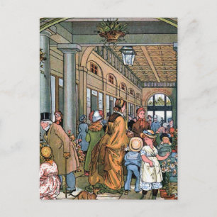 "Covent Garden, London" Vintage Illustration Postcard
