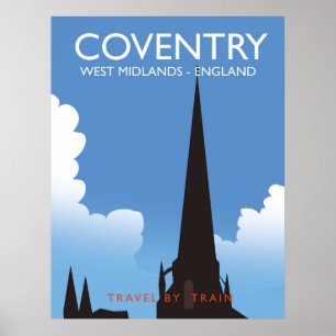 Coventry West Midlands England Train travel poster