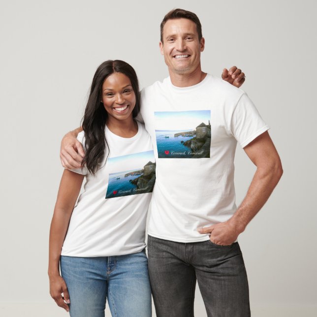 Coverack Harbor Post Office & Fishing Boat Photo T-Shirt (Unisex)