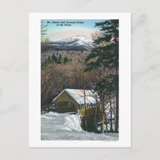 Covered Bridge at Flume in Winter Postcard (Front)