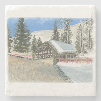 covered bridge at Vail on a coaster