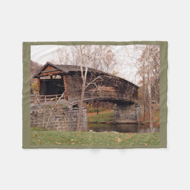 Covered Bridge Fleece Blanket (Front (Horizontal))