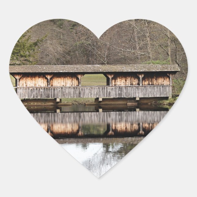 Covered Bridge Heart Sticker (Front)