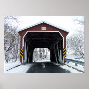 Covered Bridge in Snow Poster
