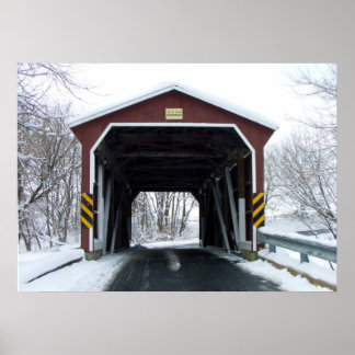 Covered Bridge in Snow Poster