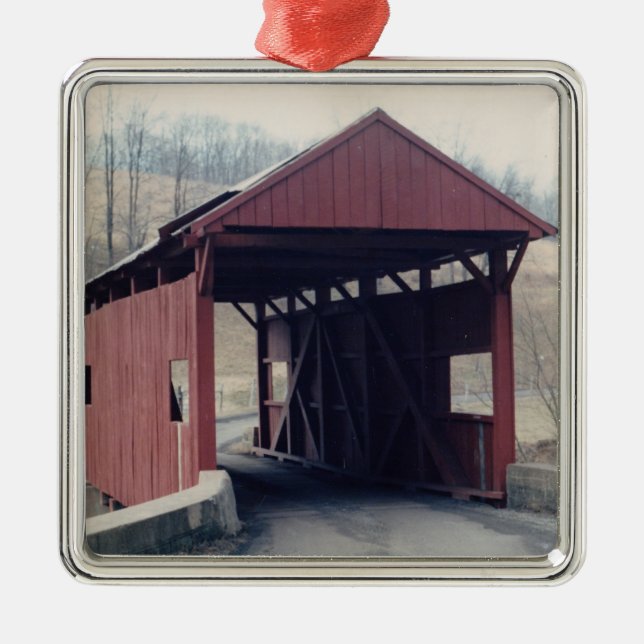 Covered Bridge Metal Tree Decoration (Front)