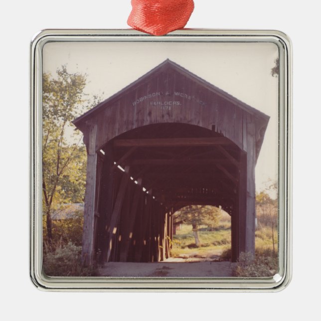 Covered Bridge Metal Tree Decoration (Front)
