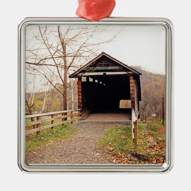 Covered Bridge Metal Tree Decoration (Front)
