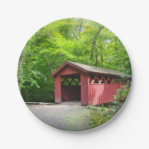 Covered Bridge Paper Plate