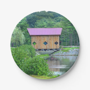 Covered Bridge Paper Plate