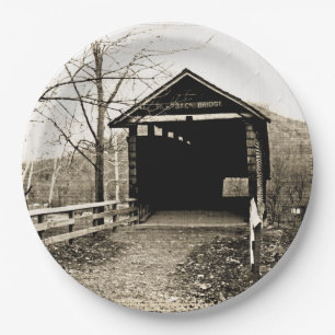 Covered Bridge Paper Plate