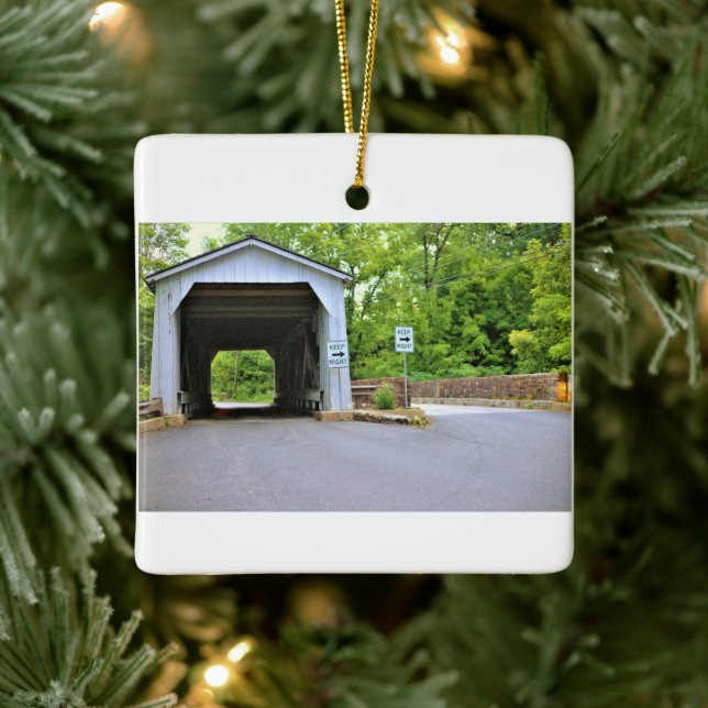 Covered Bridge Photo Ceramic Ornament (Tree)