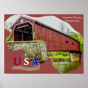 Covered Bridge - Poster Art -- Lancaster County PA